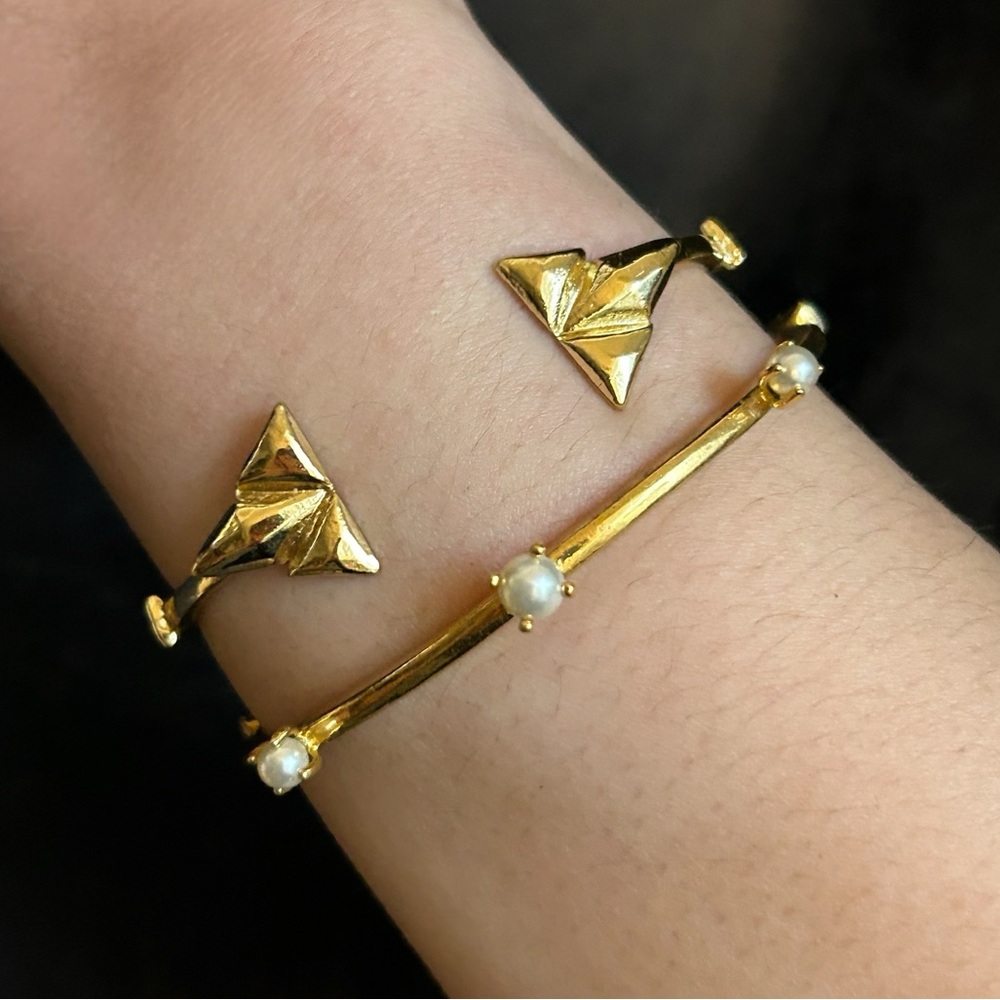 Bing Bang NYC / Anna Sheffield - Set of 2 Gold Plated Cuff Bracelets